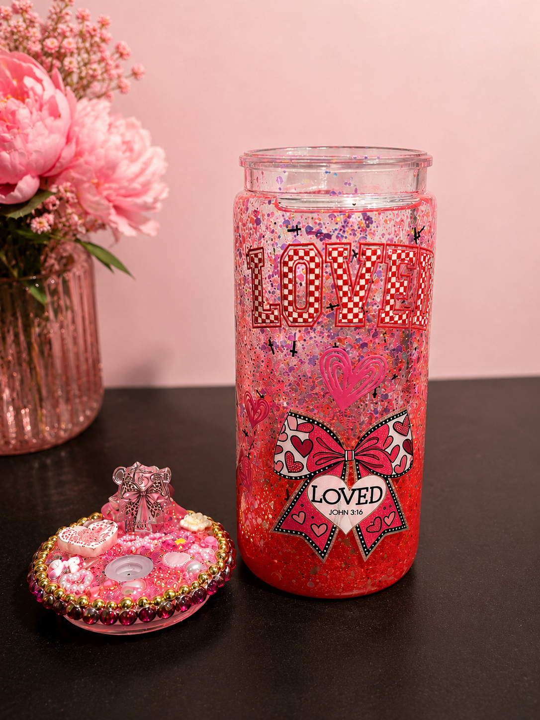 Loved John 3:16 Acrylic Lava Glitter Tumbler πβ¨
