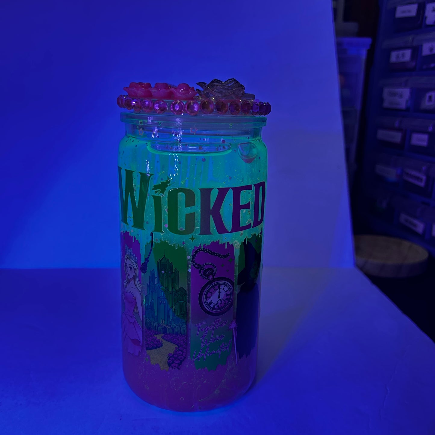 ππ©· Together Weβre Unlimited β Wicked Inspired Snow Globe Glass Can ππ©·