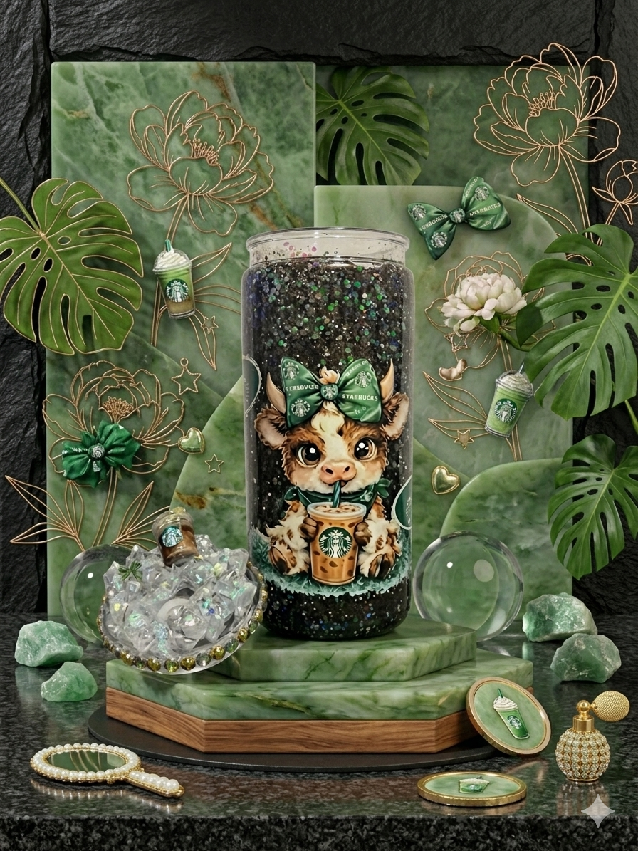 Highland Cow Coffee Waterfall Glitter Tumbler โ๐ฎโจ