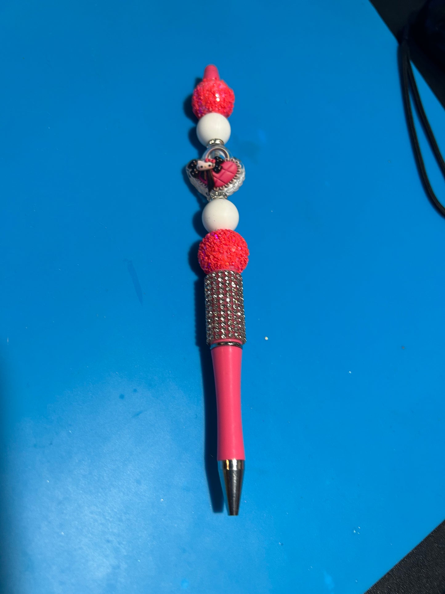π Pink Kitty Glam Beaded Pen β¨