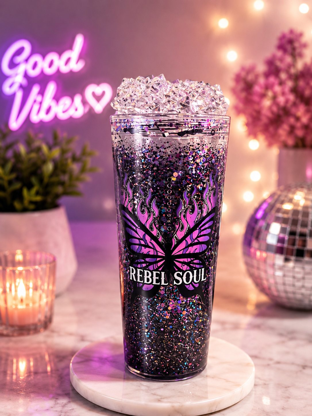 Rebel Soul Lava Glitter Acrylic Tumbler š