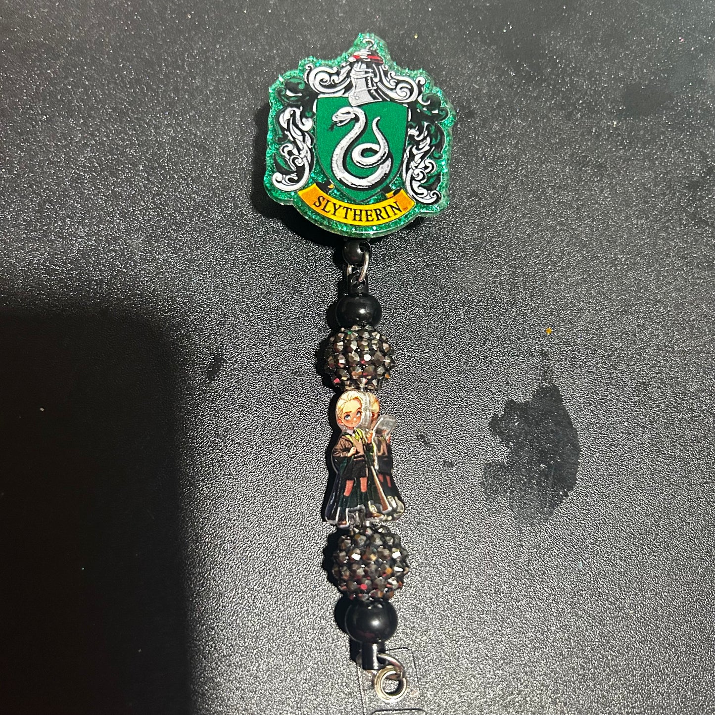 🐍 Slytherin House Beaded Badge Reel ✨