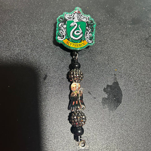 🐍 Slytherin House Beaded Badge Reel ✨