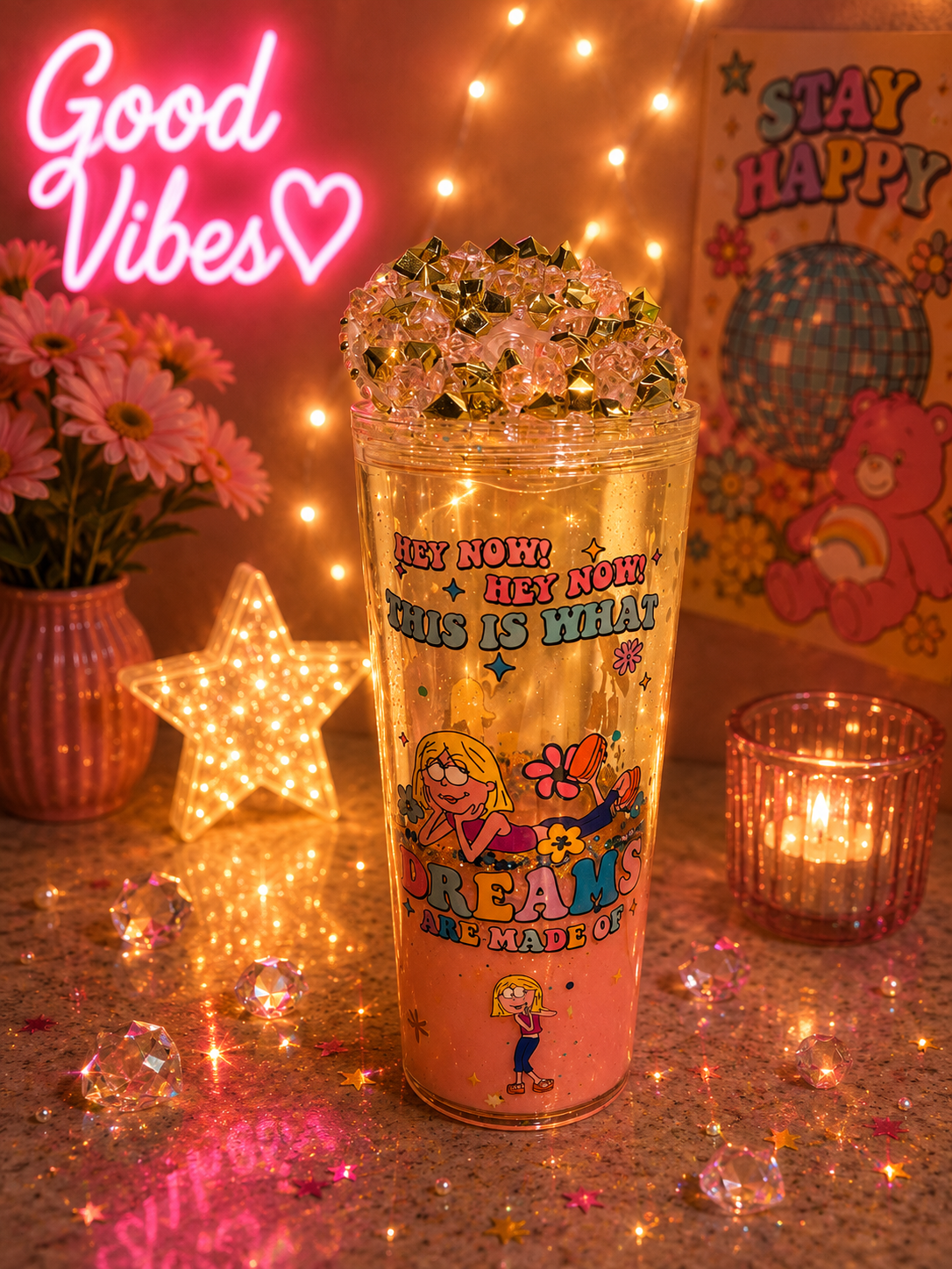 “Dreams Are Made Of This” Lizzie McGuire Retro Acrylic Tumbler ✨🌼🪩