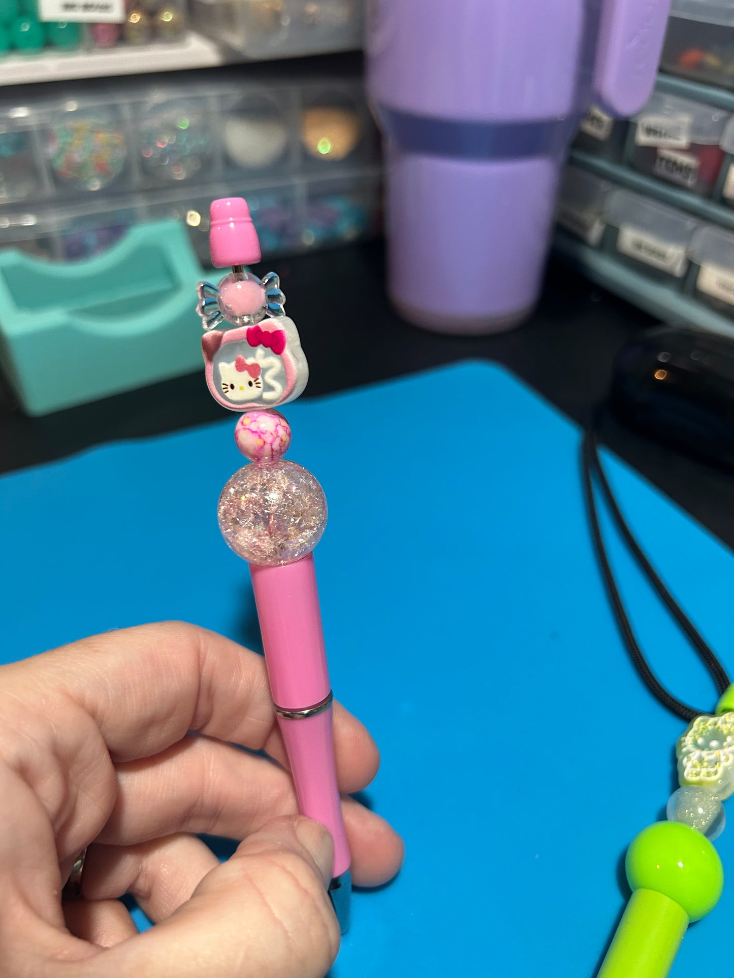 🎀 Sweet Kitty Candy Beaded Pen ✨
