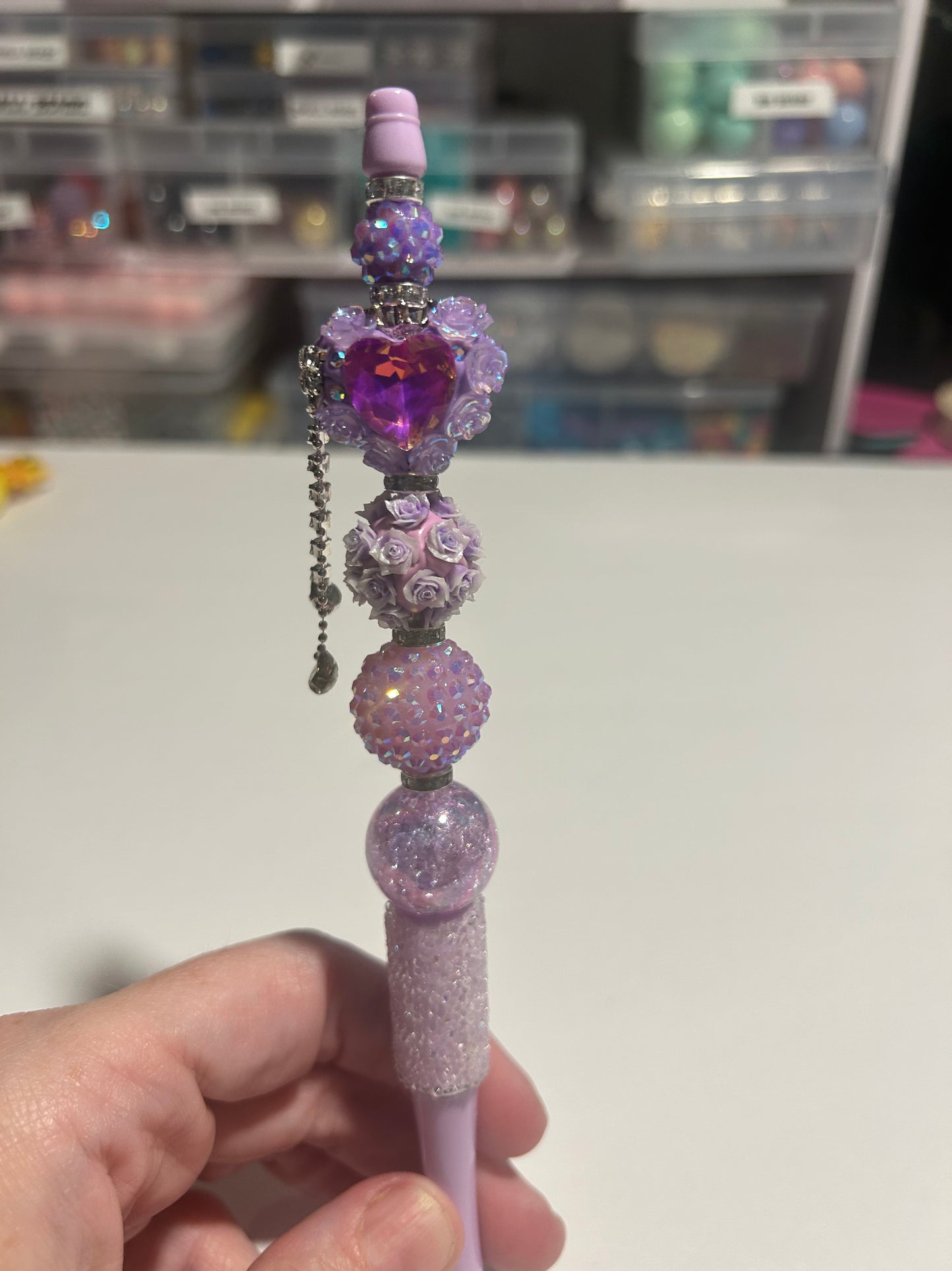 💜 Royal Lavender Luxe Beaded Pen ✨