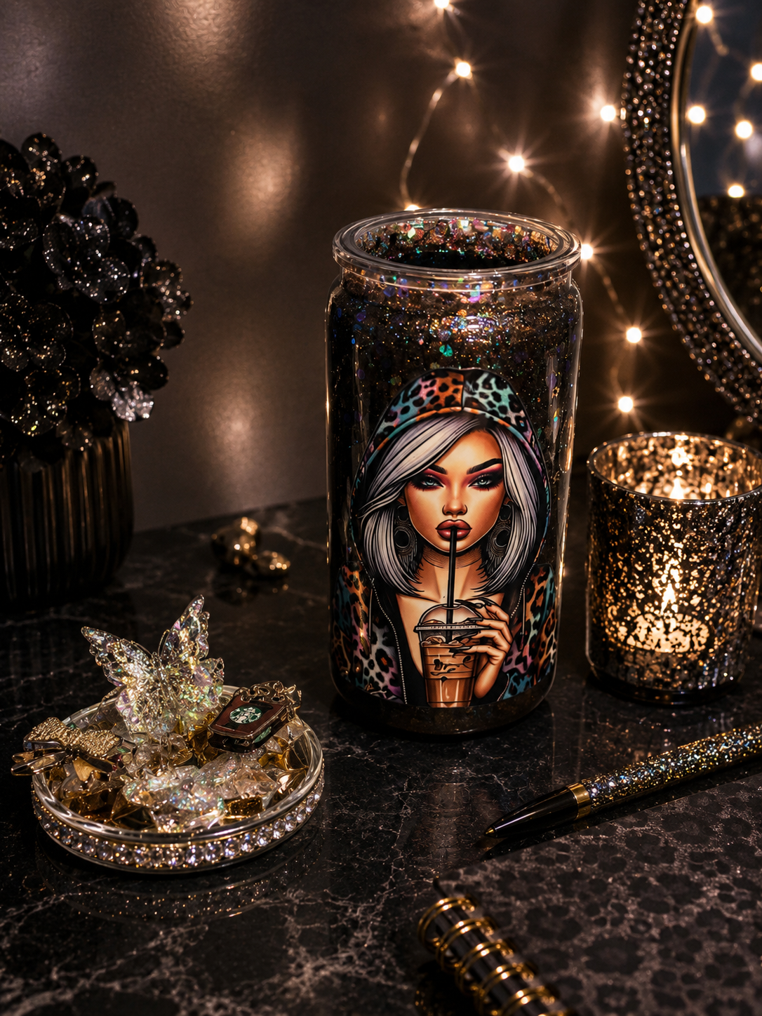 Mama Needs Coffee Acrylic Waterfall Tumbler ☕✨
