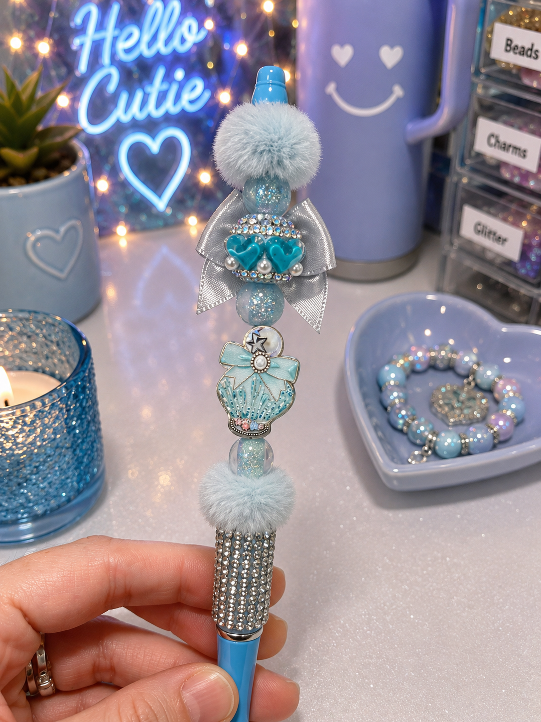 🩵 Frosted Perfume Princess Beaded Pen 🩵
