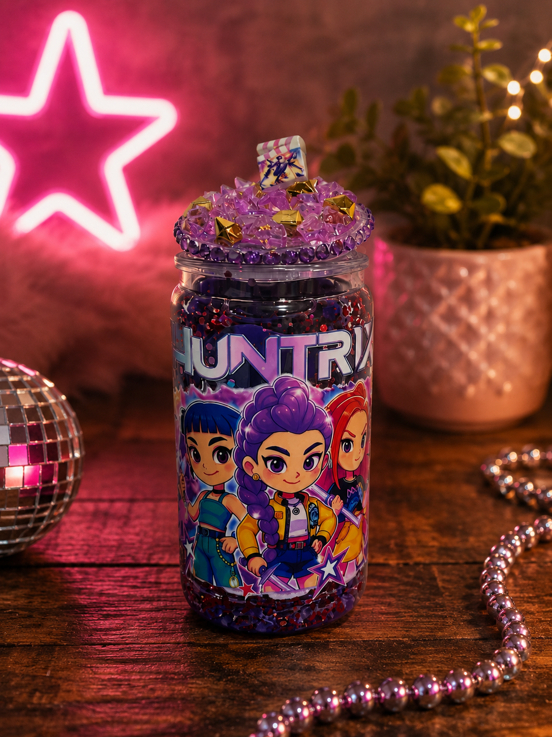 ✨ Huntrix 16 oz Glitter Lava Tumbler