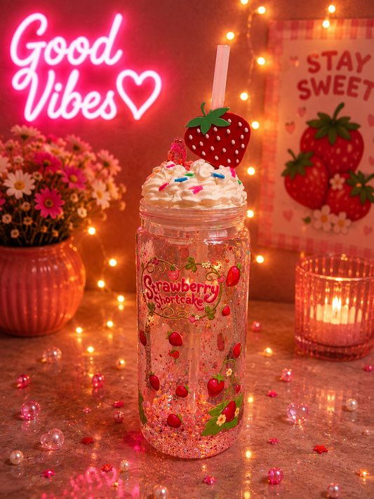 Strawberry Shortcake Glitter Lava Acrylic Tumbler 🍓✨