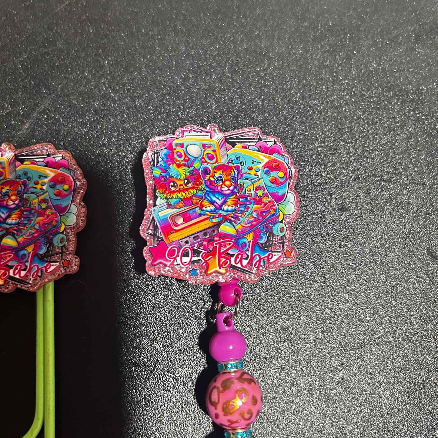 🌈 90s Babe Beaded Badge Reel ✨