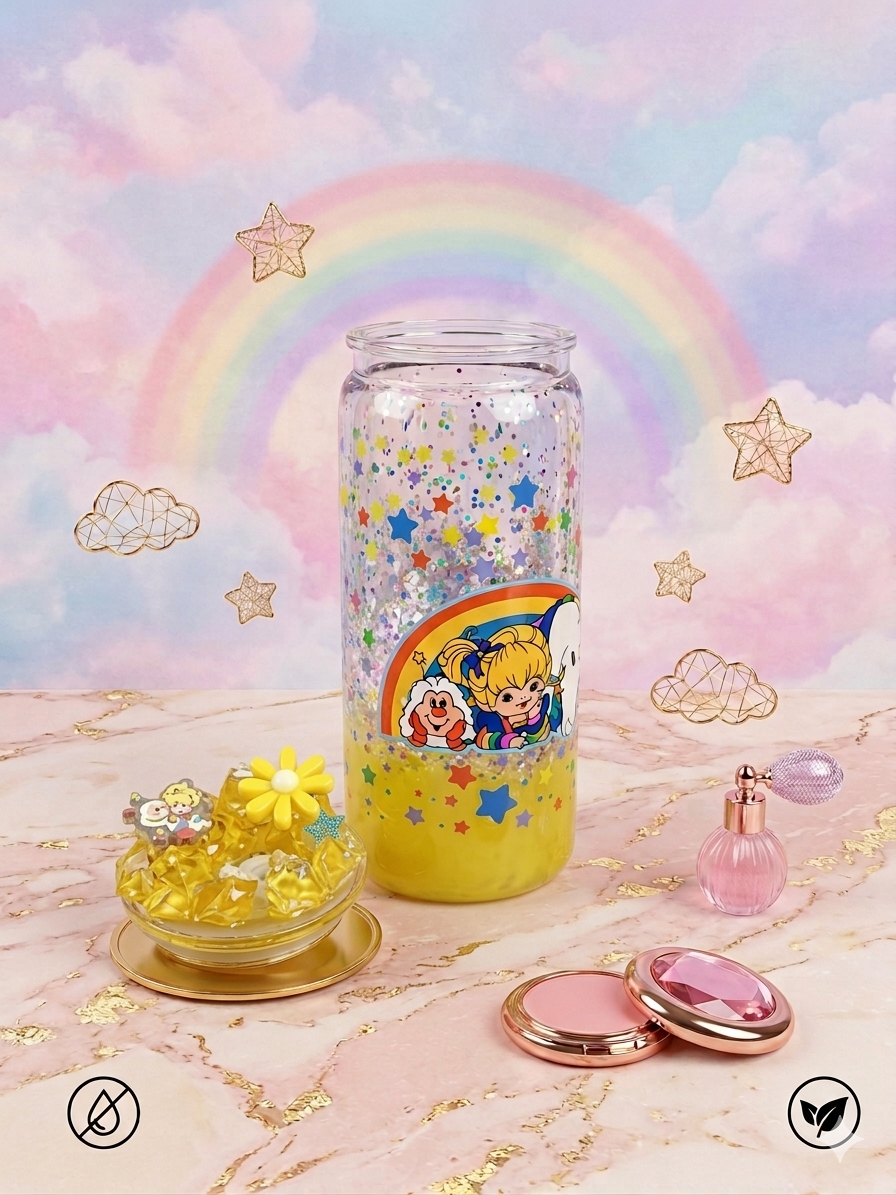 Retro Rainbow Brite Lava Glitter Glow Acrylic Tumbler 🌈✨💛