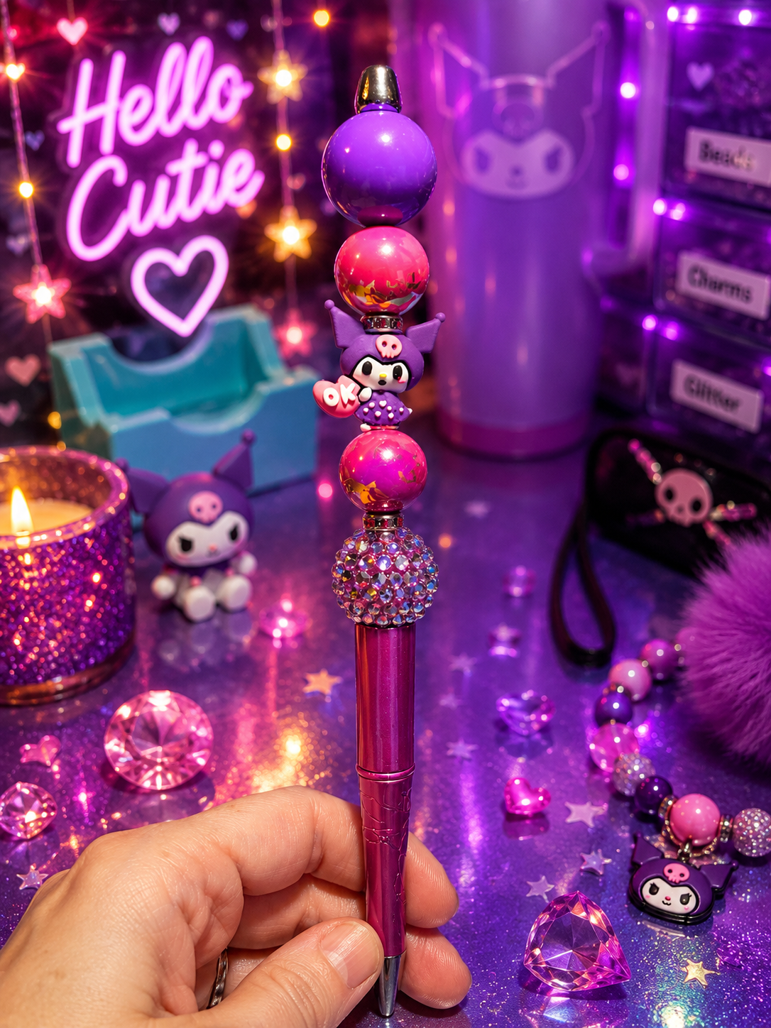 💜 Purple Rebel Beaded Pen ✨