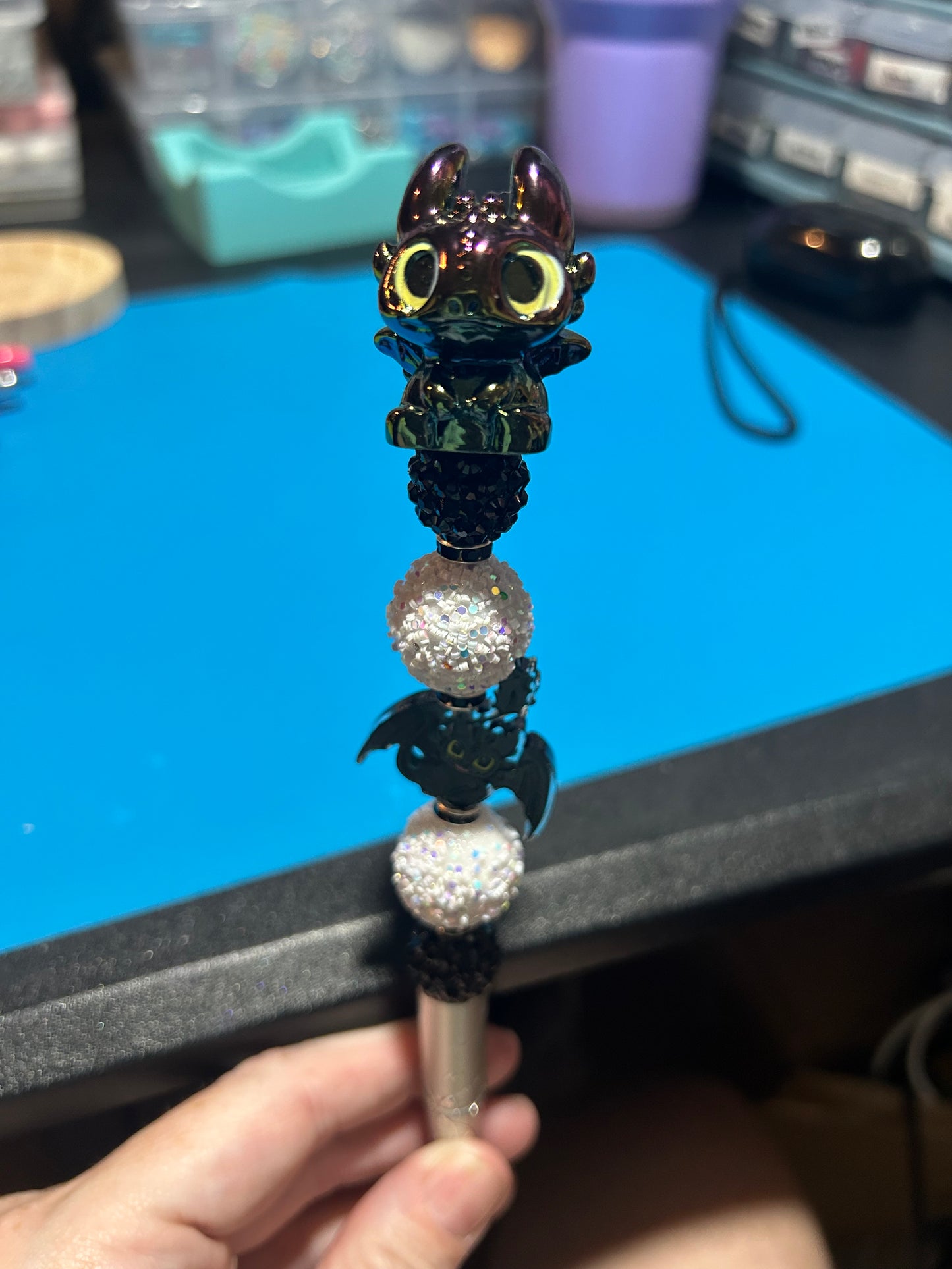🖤 Night Fury Inspired Beaded Pen ✨