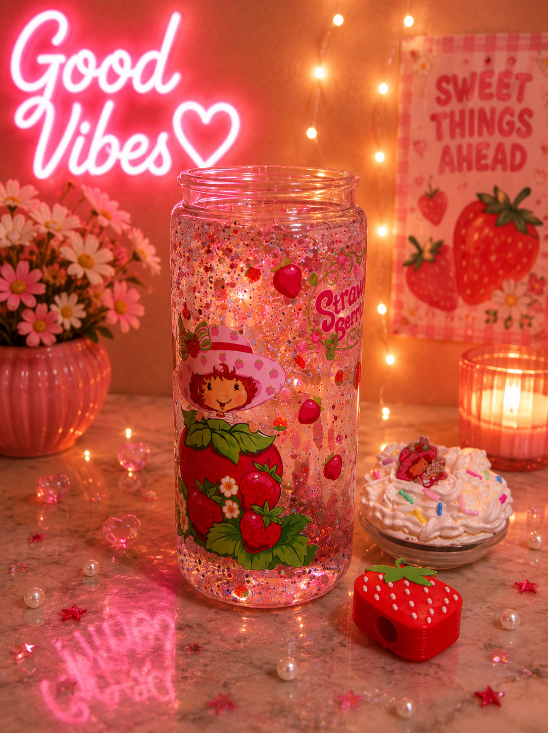 Strawberry Shortcake Glitter Lava Acrylic Tumbler 🍓✨