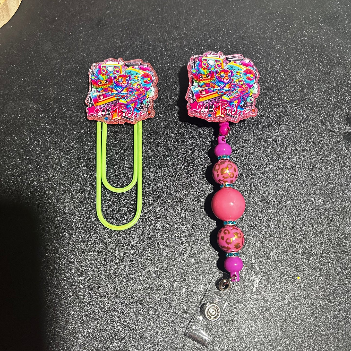 🌈 90s Babe Beaded Badge Reel ✨