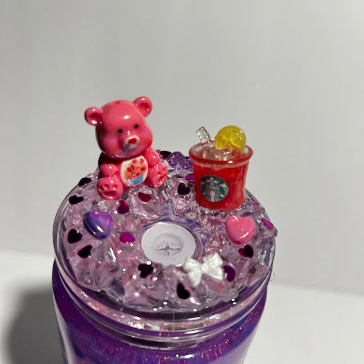 Purple Coffee Bear 20 oz Acrylic Tumbler | Handmade Glitter Lava Cup ☕💜✨